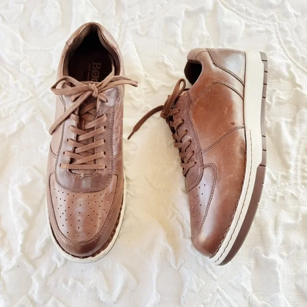 Born Men's Brown Leather Captain Sneakers Size 13